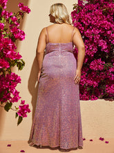 Plus Spaghetti Sexy Split Sequin Cocktail Dress